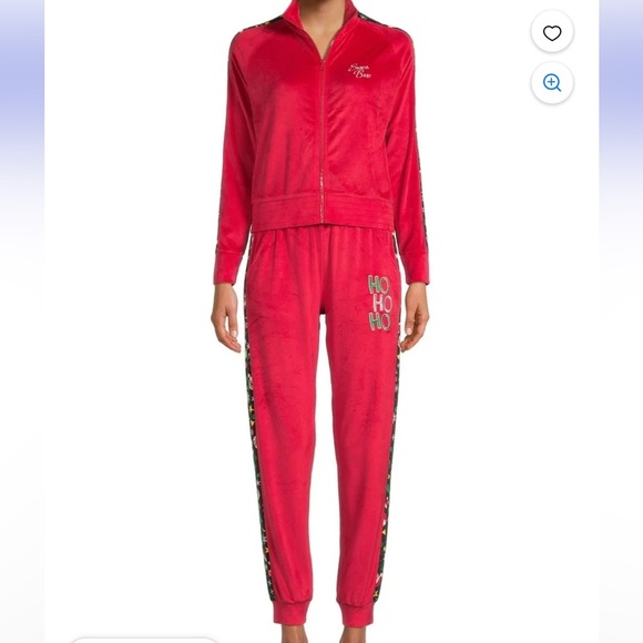Holiday Red Velour Tracksuit - Picture 1 of 8